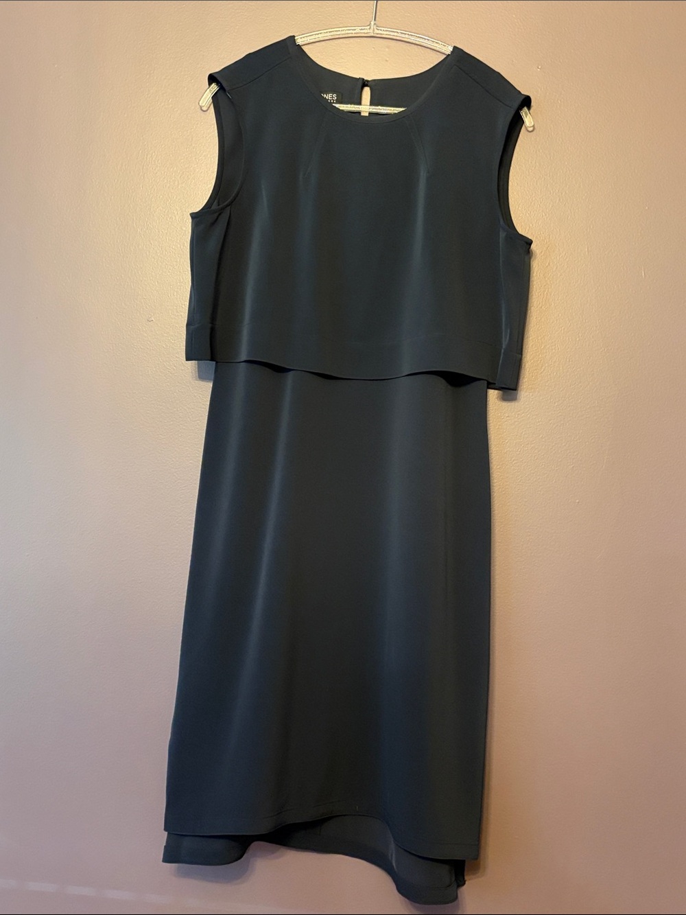 Jones New York Sleeveless Navy Blue Layered Midi Dress NWT Size 14